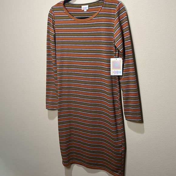 LuLaRoe Multicolor Striped Debbie Dress Size M - Picture 2 of 6
